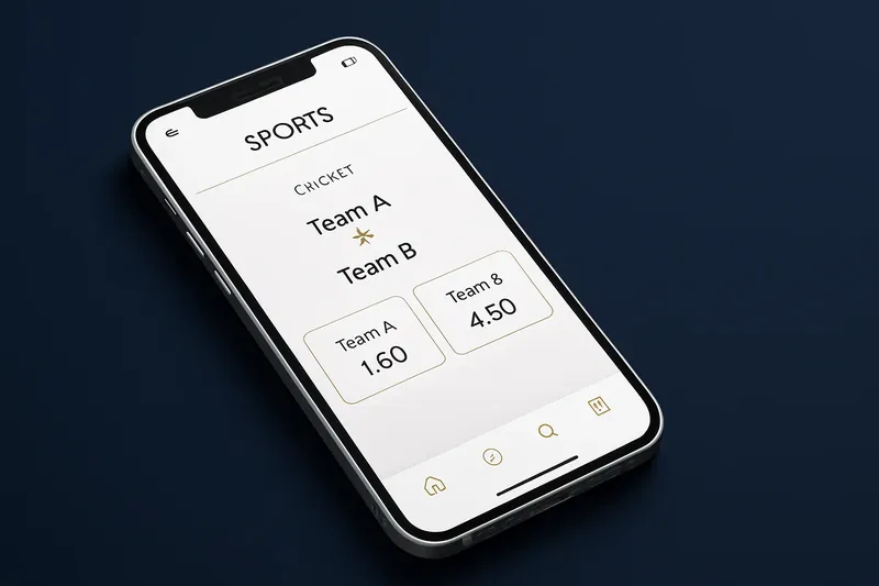 Phone screen showing cricket match odds in a modern betting app
