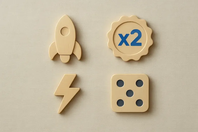 Grid of instant game symbols on cream linen background